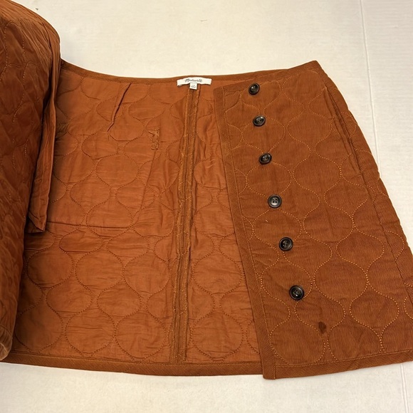 MADEWELL BROWN QUILTED COTTON  MINI SKIRT 10 - Picture 9 of 16